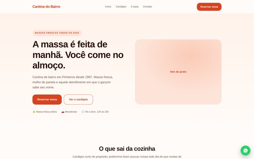 Modelo de site para restaurante